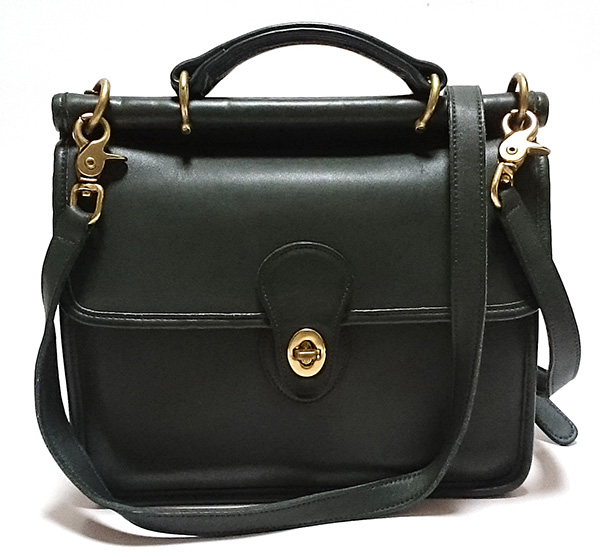 美品★コーチ レザーハンドショルダーバッグ ウィリス◆深緑色