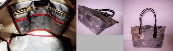 ★未使用の美品です★イタリア製ROBERTA PIERI ロベルタピエリ 織生地の光沢が美しい上質ナイロン＆レザー エレガントトート 27000円