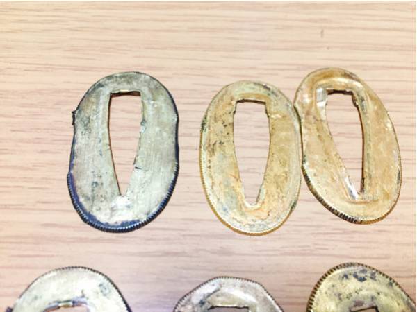 名品 本歌 江戸期 金着せ切羽まとめて 鉄地