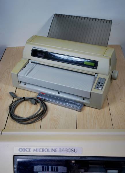 【OKI 】 MICROLINE8480SU　ドット・インパクトプリンター 印字確認済 替インクリボン付 ヤケ、使用感有り　中古品！JUNK扱い！