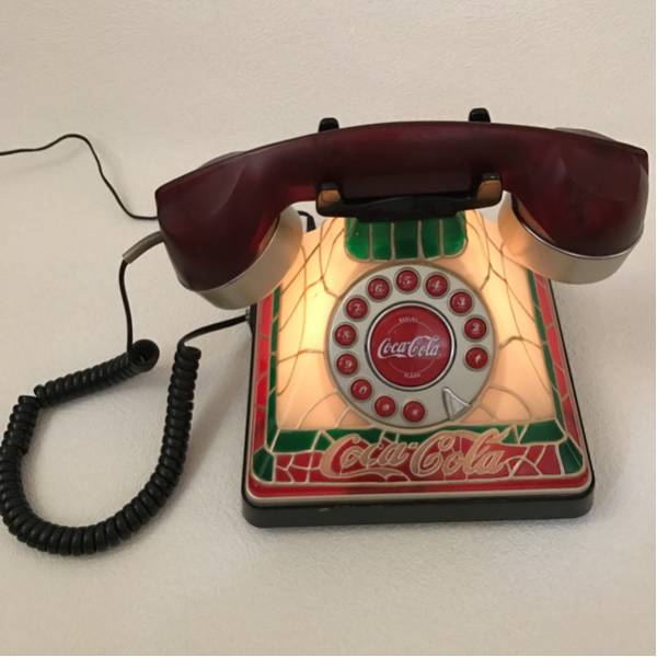 ステンドグラス調 電話機 コカコーラ アンティーク アメリカ