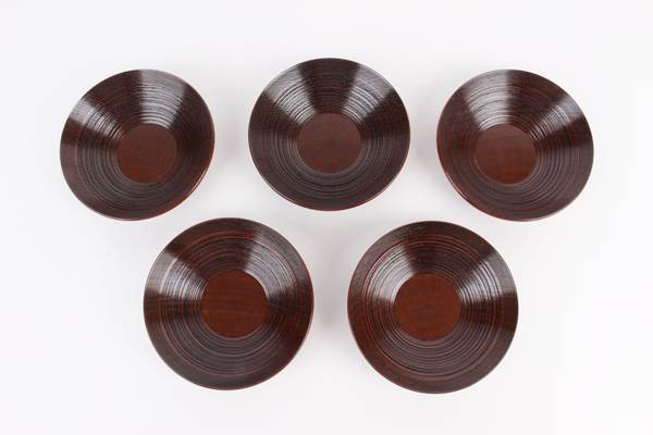 中古 人間国宝 川北良造 茶托 ５客 共箱付 EX130e