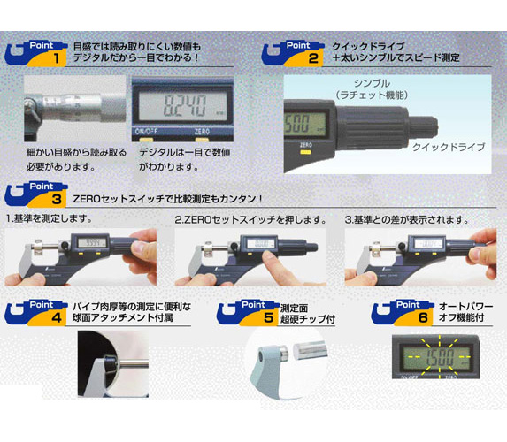新品○ シンワ ケース付き デジタルマイクロメーター 0～25mm