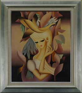 ◇東郷青児◇花◇肉筆◇油彩◇画面サイン◇裏書印譜◇