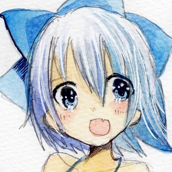☆同人手描きイラスト☆ 水着チルノ マイクロビキニ 東方プロジェクト