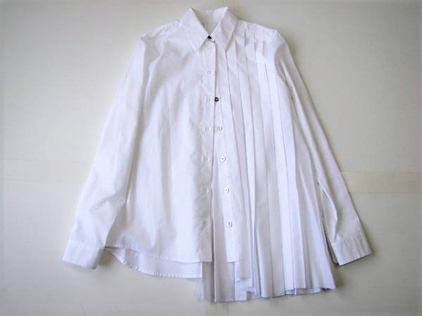 新品*定4.9万*MM6 MAISON MARGIELA*アコーディオンプリーツ*変形ブラックシャツ*３６*春夏