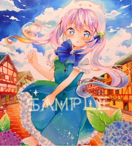 手書きイラスト ごちうさ チノ 色紙 ご注文はうさぎですか？ ◇手描き同人イラスト【ご注文はうさぎですか？ごちうさ】チノ 色紙