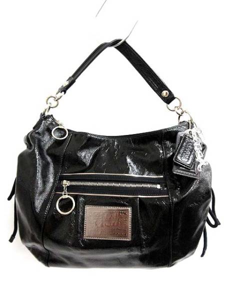 コーチ COACH ショルダーバッグ ポピー パテントレザー 黒 15790 /EK