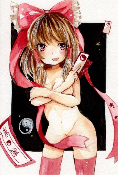同人手描きイラスト 博麗霊夢 裸リボン 東方プロジェクト 東方project 直筆透明水彩イラスト原画 手描きイラスト 売買されたオークション情報 Yahooの商品情報をアーカイブ公開 オークファン Aucfan Com