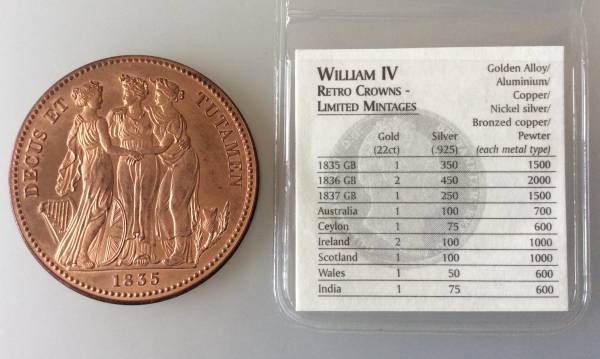 スリーグレイセス ウィリアム4世 プルーフ 1835年 イギリス 1円 