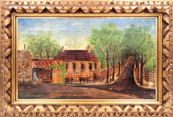 fu】知られざる画家 物故洋画家 上山二郎 滞欧油彩画「パリ風景」吉原