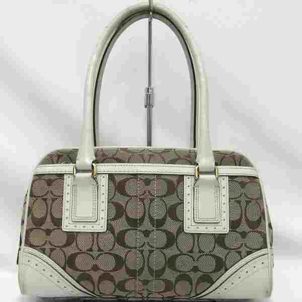 COACH コーチ ショルダーバッグ ハンプトンズ パフォーテド サッチェル 10532 ベージュ×白☆0307