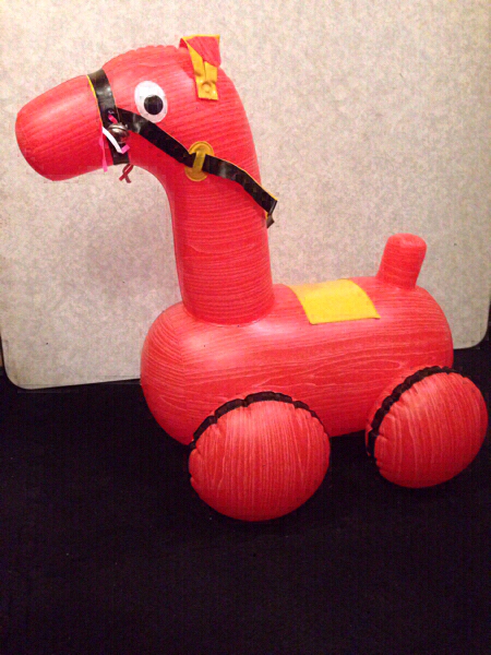 昭和レトロ 空気ビニール 木馬 空ビ 木目調 玩具 新品未使用品 デッドストック