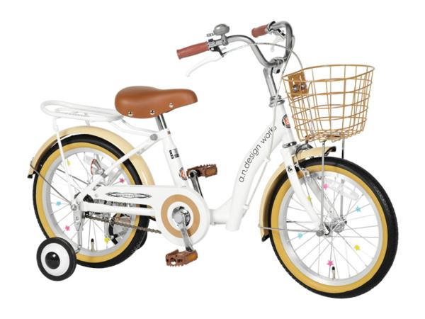 自転車 子供用 18インチ UP18 ホワイト 幼児自転車 キッズバイク 補助輪 105cm～125cm a.n.design works カンタン組立 送料無料