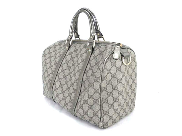 1円 グッチ GG PVC×レザー ボストンバッグ HU209