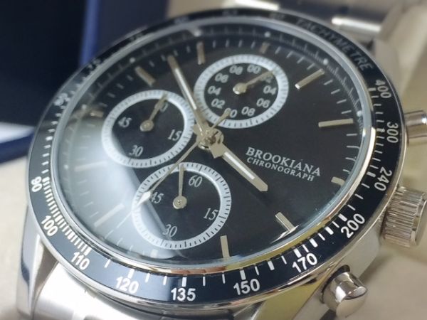 新品 正規品 1円 ブルッキアーナ BROOKIANA クロノグラフ 腕時計 メタル メンズ 日本製クォーツ ステンレス