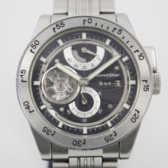 オリエントスター レトロフューチャー カメラ スペックアップモデル メンズ 自動巻 黒文字盤 SSベルト WZ0051DK【いおき質店】