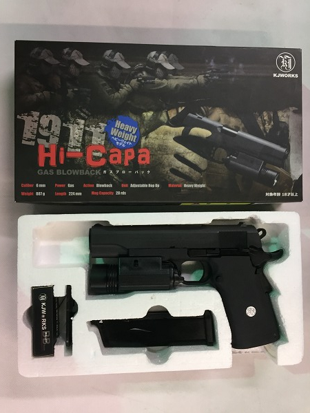 ○m KJワークス ハイキャパ ライト付モデル マルイ M1911A1 スライド仕様 中古