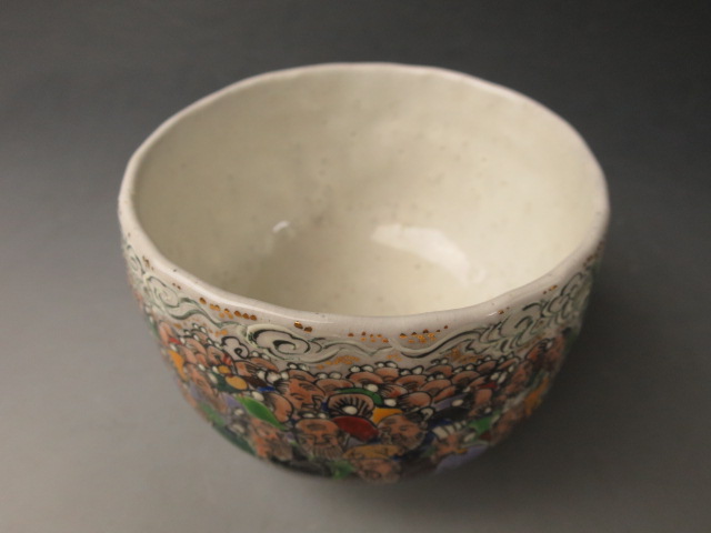 Yahoo!オークション 松皮窯 大澤久次郎 造 真美 k1334 犬山焼色絵金 松