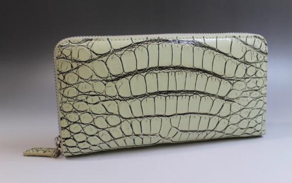 クロコダイル 長財布 メンズ レディース バニラ染め 目地染め ラウンド 最高級 センター取り 新品 １円～