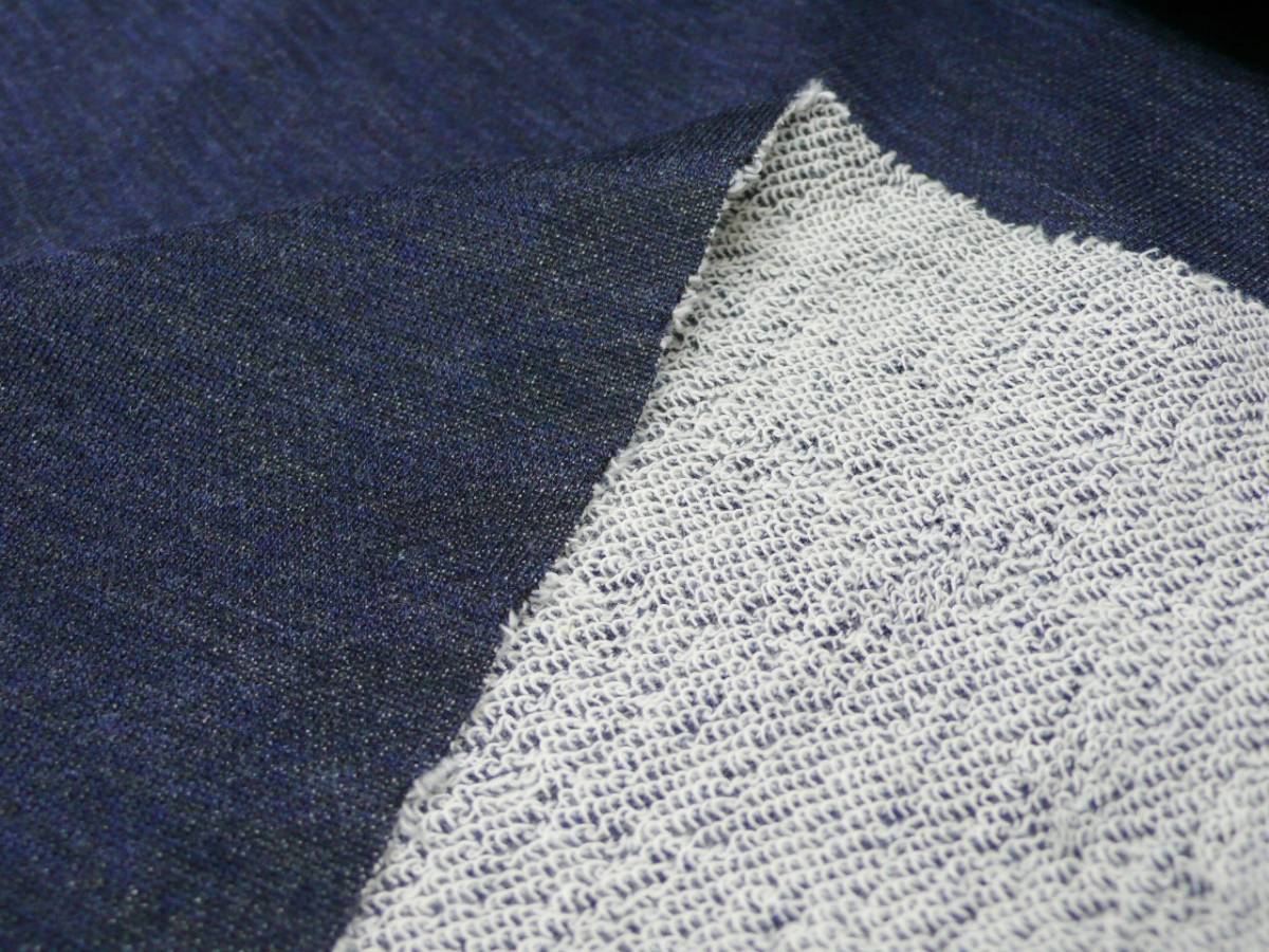 ★最終★10.0M★デニム裏毛★ウールコットン★スエット★インディゴ★6800★送料無料/半額(条件あり)