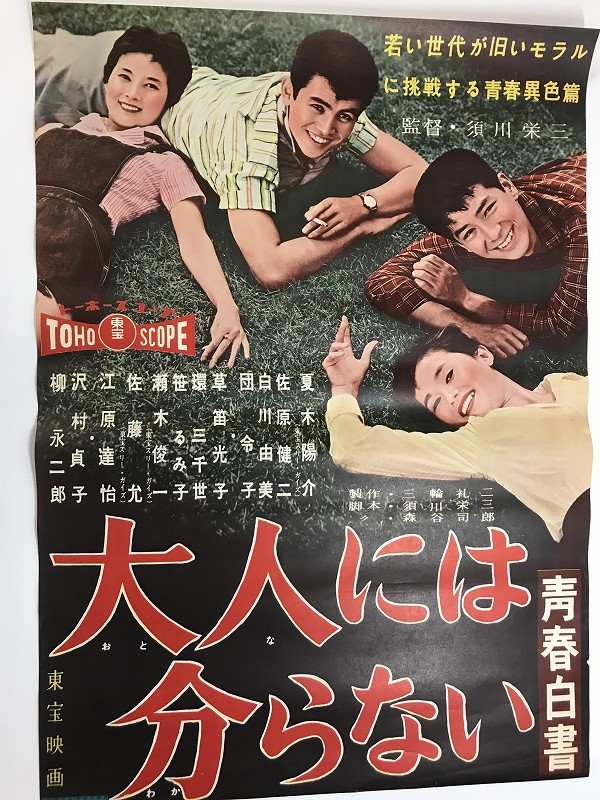 B07/B2 古い映画ポスター 1958年 「大人には分らない 青春白書」 須川栄三