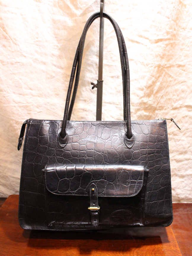 MULBERRYマルベリークロコ型押しレザートートバッグ マルベリー クロコ