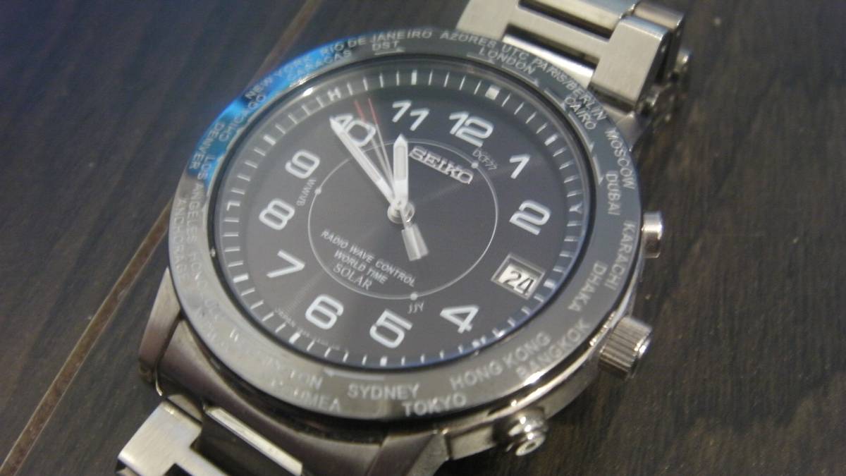 SEIKO セイコー 7B25-0AD0 稼動品 電波ソーラー SEIKO/セイコー/ワールドタイム/電波/ソーラー/SBFT007/7B25-0AD0