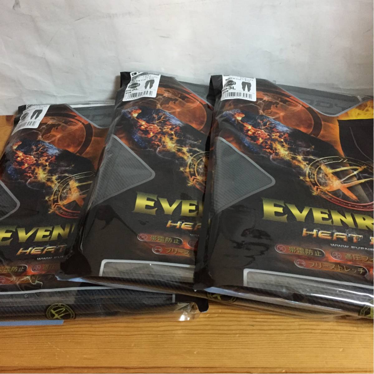 3Ｌサイズ EVEN RIVER ヒートボディレギンス GTH-03カモフラブラックカラー3点セット