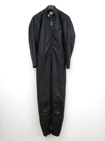 ●KOMINE コミネ エクセレンス ビンテージ レザーツナギ ブラック 【Ｍ】 革一部変色有 つなぎ JK-5645