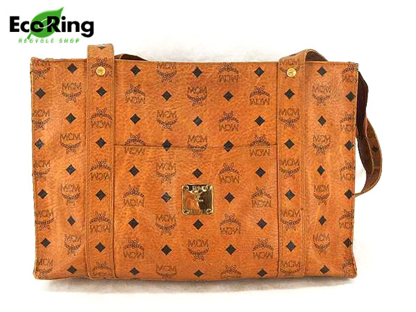 1円 MCM ロゴデザイン トートバッグ ブラウン BQ909