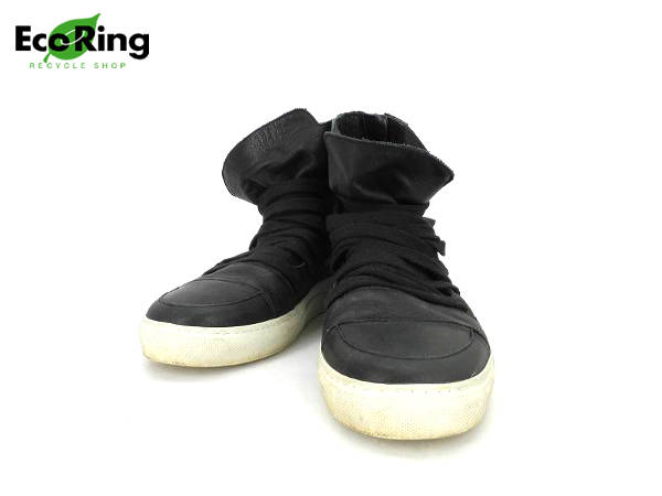 1円 クリスバンアッシュ メンズ ハイカット レザー スニーカー ブラック CA237