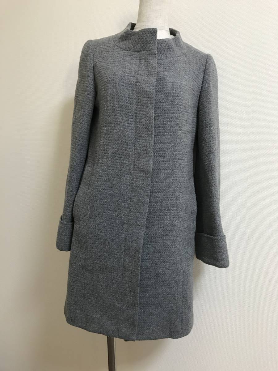 美品★Ｍプルミエシンプルウールコート日本製グレー36★1997