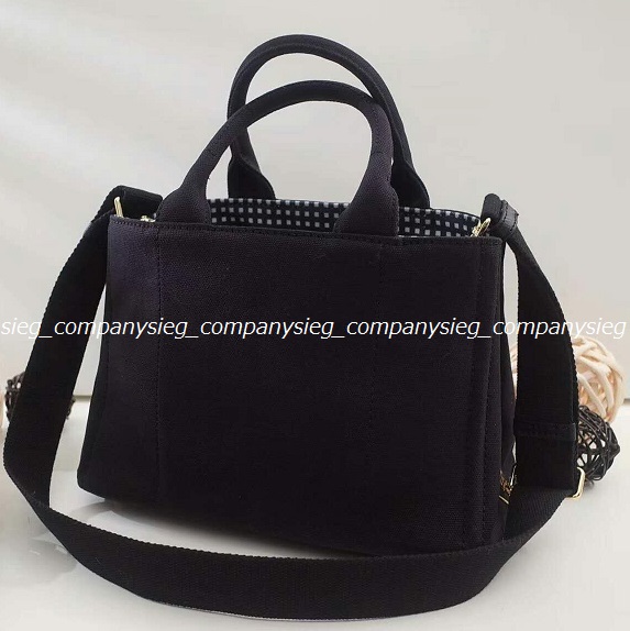 ☆新同　PRADA 　カナパ キャンバス２WAYバッグ・ギンガムブラック