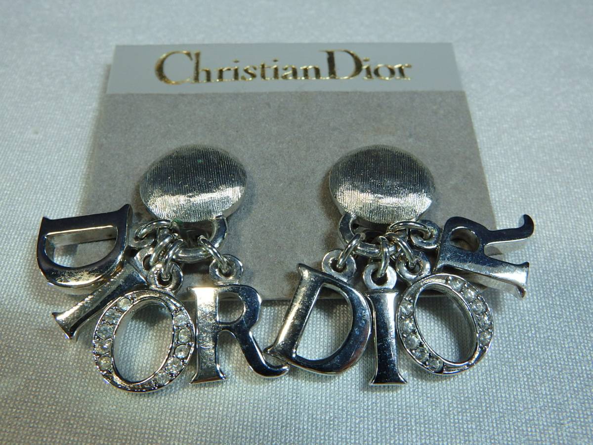 Christian ｋ5218　未使用　クリスチャン　ディオール　ロゴ　シルバー　イヤリング Dior - クリスチャンディオール ロゴ ネックレス シルバー