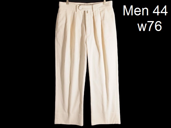 A3404P　▼NEAT ニート▼　太畝コーデュロイ タックワイドパンツ 白 44 秋冬 rb