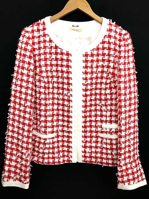 未使用品 ローズティアラ RoseTiara ジャケット ノーカラー ツイード 