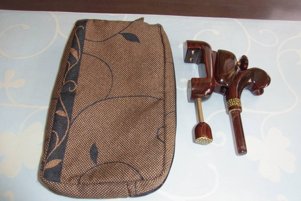 へら　釣具　【黒檀　小型万力】　鮫皮貼り　ケース付　中古