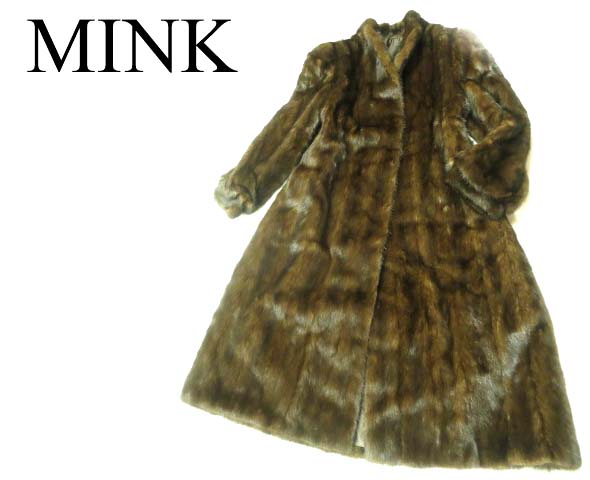 毛並み美品▼MINK ミンク 裏地刺繍入り 毛皮ロングコート 13