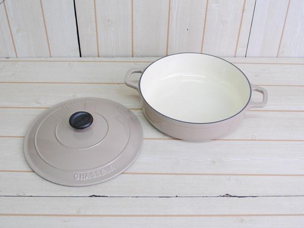 新品 CHASSEUR シャスール ココット マロングラッセ 両手鍋 CHASSEUR シャスール○ローキャセロール 両手鍋 24cm 浅型 ほうろう鍋