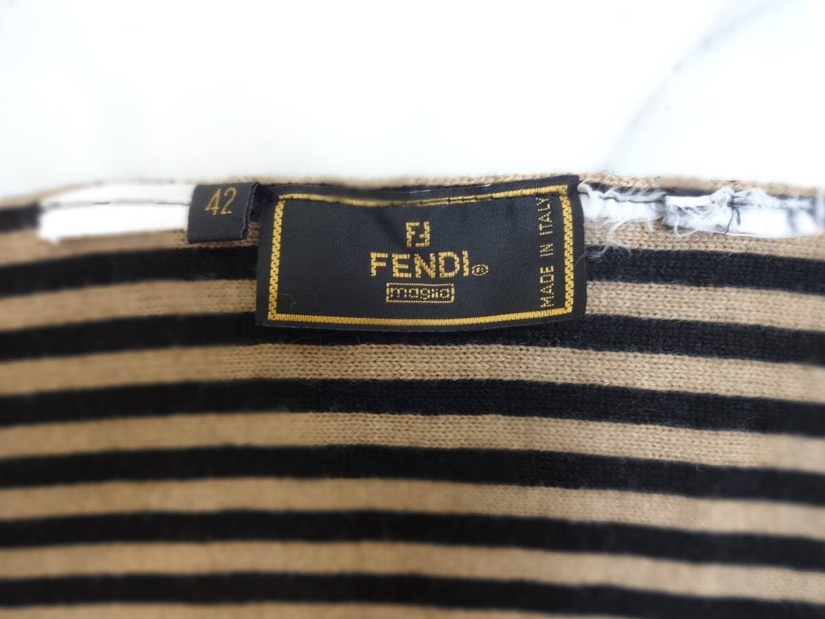 美品 FENDI フェンディ ウール大判マフラー ストール ストライプx