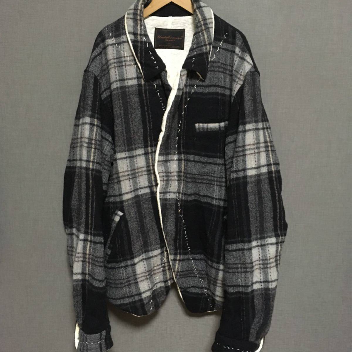 アンダーカバー ウール縮絨チェックブルゾン ジャケット JONIO SCAB BUT期 ハギ 袖 レザー ギャルソン ソロイスト soloist ナンバーナイン