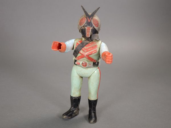 DA294. レトロ◆ポピー 仮面ライダーエックス ソフビ人形 当時物 / バンダイフィギュアドール玩具戦隊物