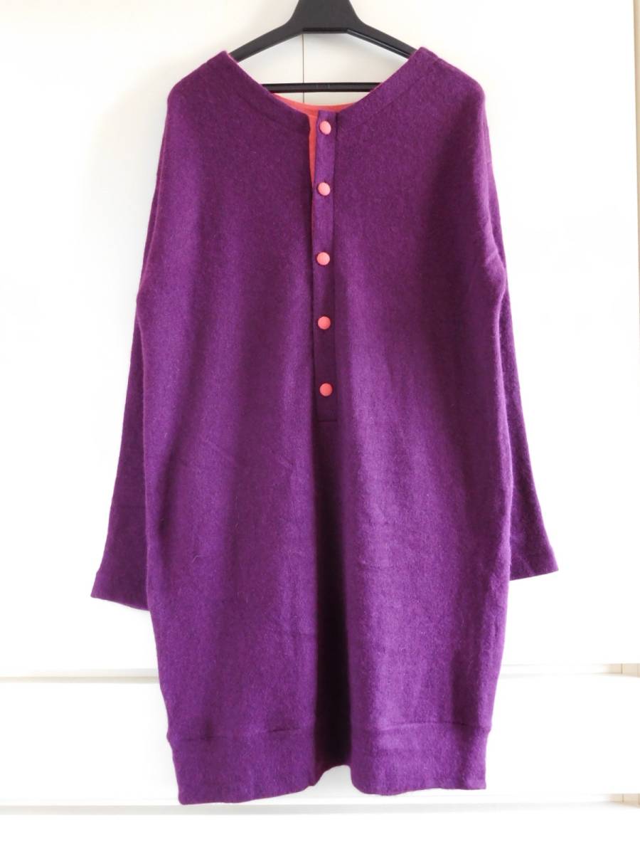 美品 ププラ　PUPULA 素敵☆配色　ゆったりやわらかアンゴラワンピース　綺麗色