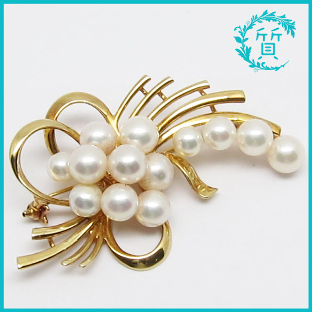 美品 ミキモト 18金 本真珠 15.7g ブローチ K18YG イエローゴールド MIKIOTO 送料無料【クリックポスト可】