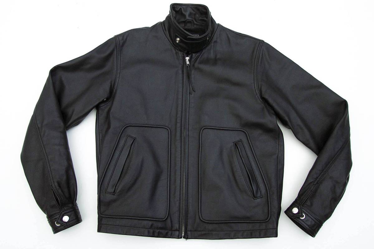 美品正規品KADOYA カドヤ K'S LEATHER 牛革襟付き立ち襟レザーブルゾン