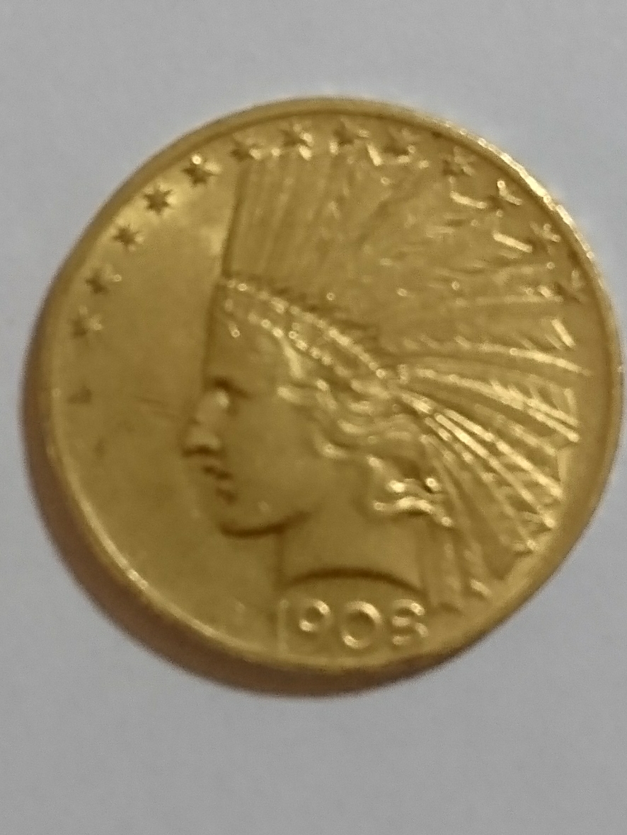 1908年 1/2オンス 10ドル アメリカンインディアンヘッド イーグル ゴールド金貨 極美(インゴット 金塊 純金 地金 硬貨 貨幣 米国 コイン)
