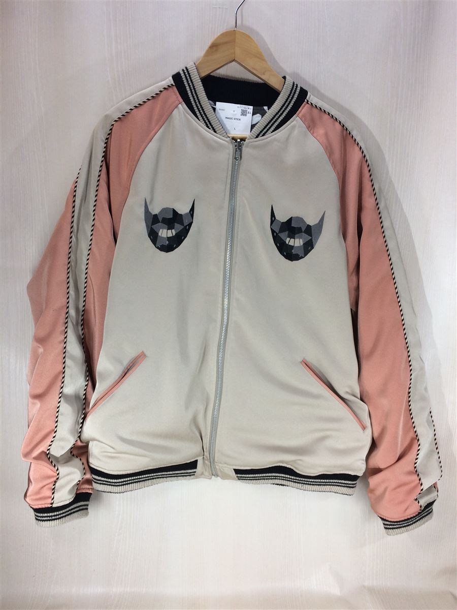 MAGIC STICK◆17AW/2 FACE VARSITY JKT/リバーシブルスカジャン/MA-1/L/ポリエステル/刺繍