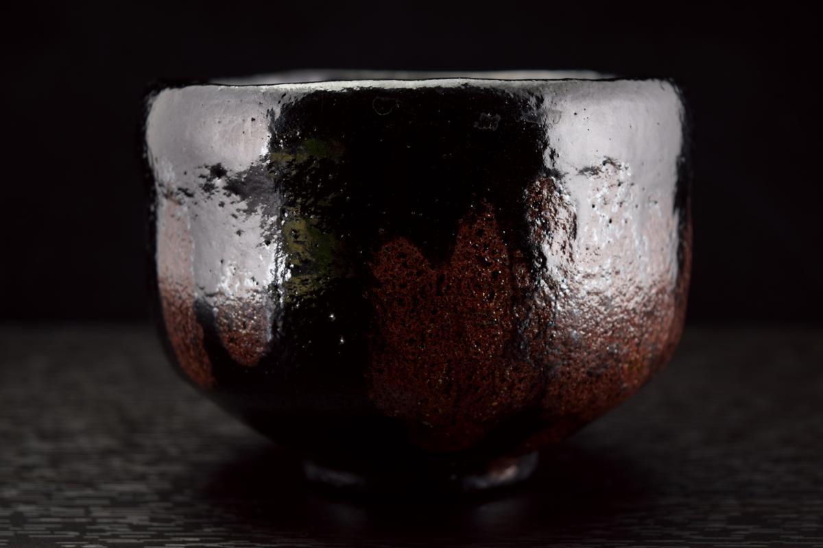 古彩◇古美術／黒楽 茶碗 佐々木昭楽 稲妻 のんこう写 前大徳寺高橋悦