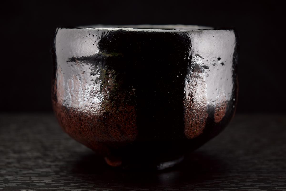 古彩◇古美術／黒楽 茶碗 佐々木昭楽 稲妻 のんこう写 前大徳寺高橋悦